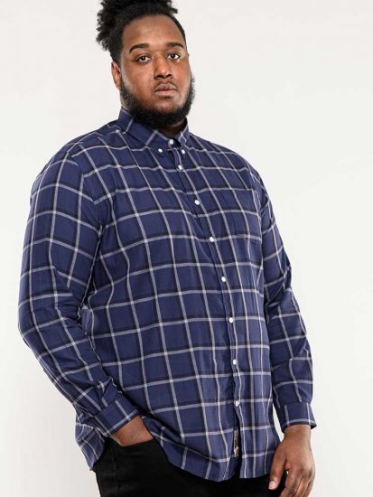 D555 Townsville Check Button Down Collar Shirt Navy - Herrenhemden - Herrenhemden in großen Größen