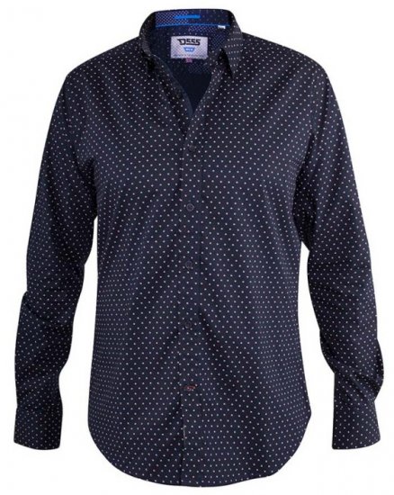 D555 Adelaide Long Sleeve Printed Shirt Navy - Herrenhemden - Herrenhemden in großen Größen
