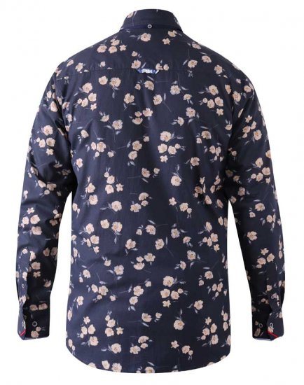 D555 Rooksey Floral Print Shirt Navy - Herrenhemden - Herrenhemden in großen Größen
