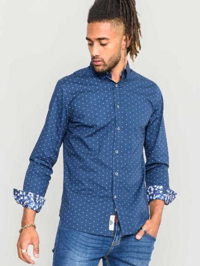 D555 Chilton LS Shirt Navy - Herrenhemden - Herrenhemden in großen Größen