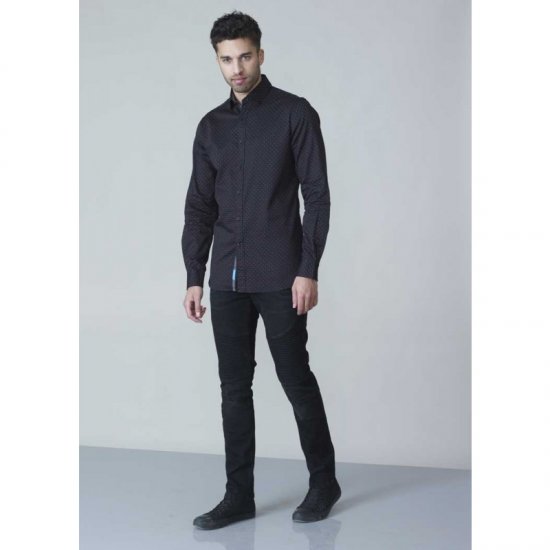 D555 Jahine Long Sleeve Printed Shirt Black - Herrenhemden - Herrenhemden in großen Größen
