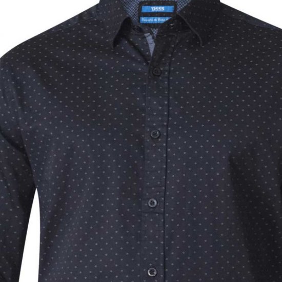 D555 Jahine Long Sleeve Printed Shirt Black - Herrenhemden - Herrenhemden in großen Größen