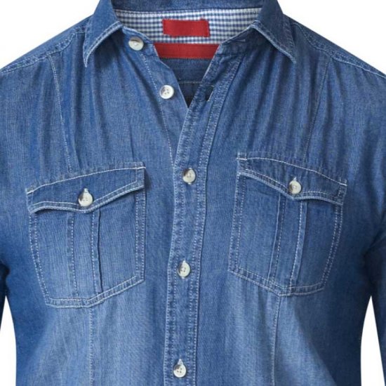 D555 Adcock Long Sleeve Vintage Denim Shirt - Herrenhemden - Herrenhemden in großen Größen