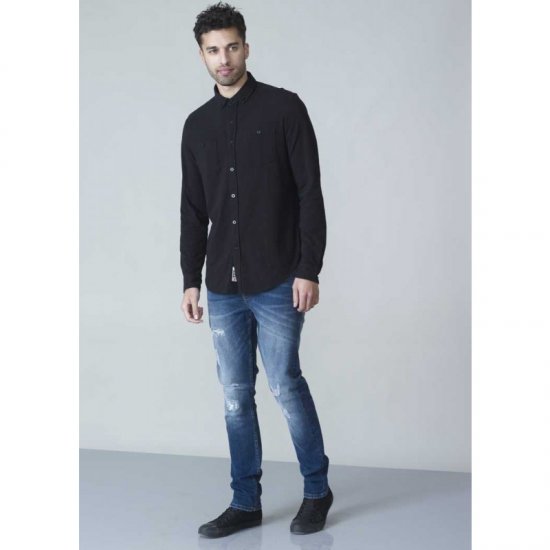 D555 Donnie Long Sleeve Jersey Shirt Black - Herrenhemden - Herrenhemden in großen Größen