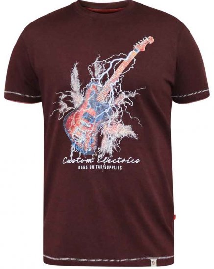 D555 Redbourn Lightning Bolt Guitar Printed T-Shirt - Herren-T-shirts - Herren-T-Shirts in großen Größen