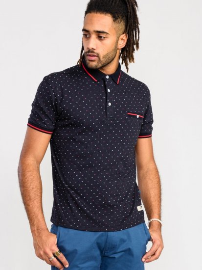 D555 Ashwell Ao Printed Polo Shirt Dark Navy - Polo-shirts für herren - Polo-Shirts für Herren in großen Größen