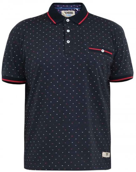 D555 Ashwell Ao Printed Polo Shirt Dark Navy - Polo-shirts für herren - Polo-Shirts für Herren in großen Größen