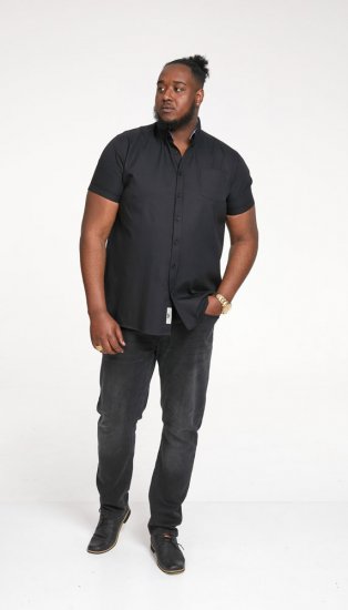 D555 James Short Sleeve Oxford Shirt Black - Herrenhemden - Herrenhemden in großen Größen