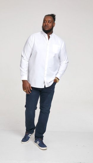 D555 Richard Long Sleeve Oxford Shirt White - Herrenhemden - Herrenhemden in großen Größen