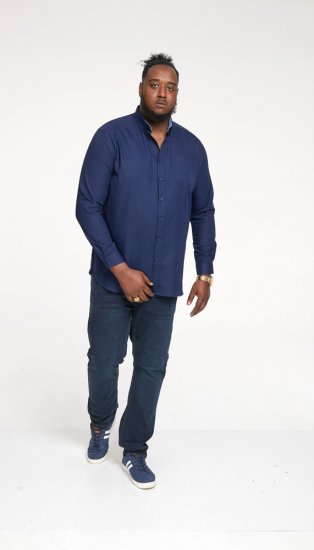 D555 Richard Long Sleeve Oxford Shirt Navy - Herrenhemden - Herrenhemden in großen Größen