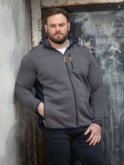 D555 Conrad Detachable Hood Bonded Fleece Zip Through Hoody TALL Navyblau - TALL sweatshirts - TALL Sweatshirts für große Männer