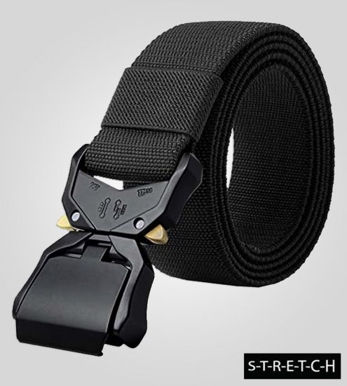 D555 Dale Tactical Stretch Webbing Belt with Heavy Duty Quick Release Buckle Black - Lange Gürtel - Lange Gürtel für Männer