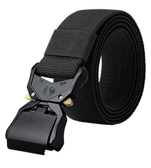 D555 Dale Tactical Stretch Webbing Belt with Heavy Duty Quick Release Buckle Black - Lange Gürtel - Lange Gürtel für Männer
