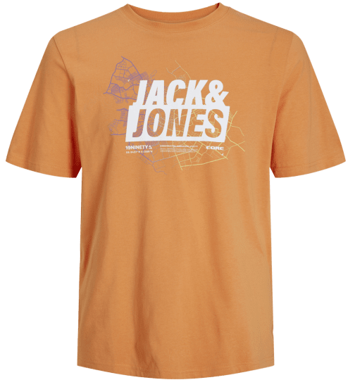 Jack & Jones JCOMAP LOGO T-Shirt Tangerine - Herren-T-shirts - Herren-T-Shirts in großen Größen