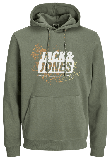 Jack & Jones JCOMAP LOGO SWEAT Hoodie Agave Green - Herren-sweater und -hoodies - Herren-Sweater und -Hoodies in großen Größen