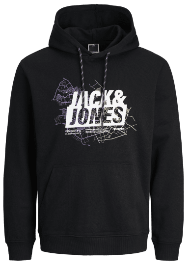 Jack & Jones JCOMAP LOGO SWEAT Hoodie Black - Herren-sweater und -hoodies - Herren-Sweater und -Hoodies in großen Größen