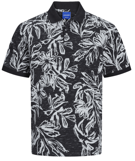 Jack & Jones JORLAFAYETTE AOP Polo Black - Polo-shirts für herren - Polo-Shirts für Herren in großen Größen