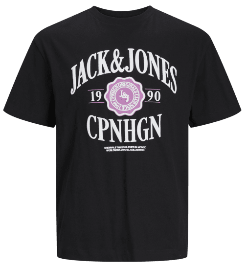 Jack & Jones JORLUCCA BRANDING T-Shirt Black - Herren-T-shirts - Herren-T-Shirts in großen Größen