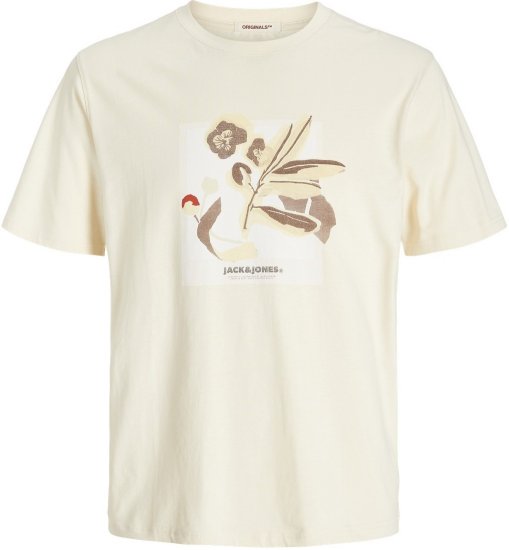 Jack & Jones Almeria Front Print Crew Neck T-Shirt Antique White - Herren-T-shirts - Herren-T-Shirts in großen Größen