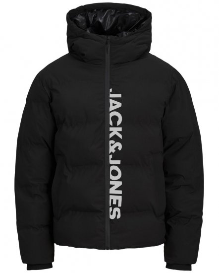 Jack & Jones Kaito Puffer Jacket Black With Print - Herren jacken - Herren Jacken in großen Größen