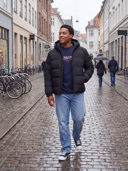 Jack & Jones Sage Pufferjacke Schwarz - Herren jacken - Herren Jacken in großen Größen