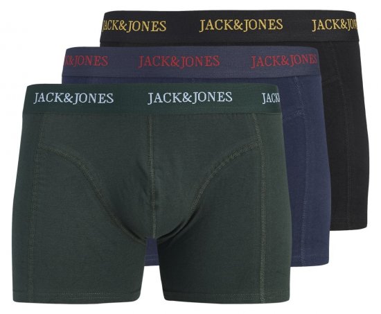 Jack & Jones Blaze Solid Boxershorts 3er-Pack Schwarz/Navyblau/Grün - Boxershorts - Herren Boxershorts Große Größen