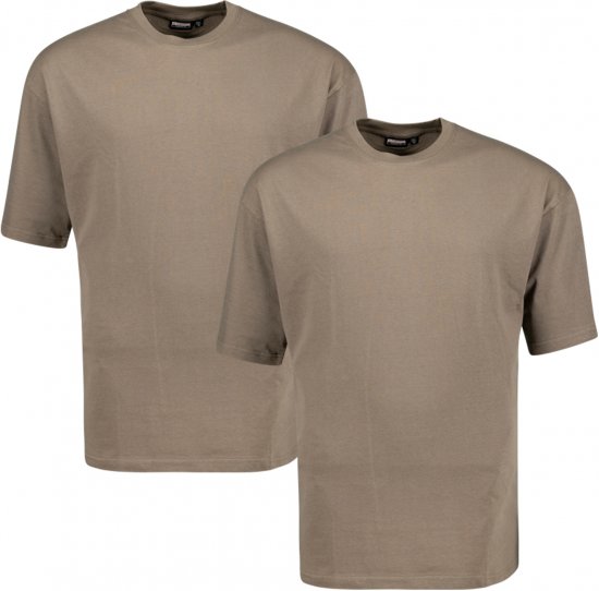 Adamo Marlon Comfort fit 2-pack T-shirt Khaki - Herren-T-shirts - Herren-T-Shirts in großen Größen