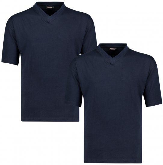 Adamo Maverick Comfort fit 2-pack V-neck T-shirt Navy - Herren-T-Shirts in großen Größen - Herren-T-Shirts in großen Größen
