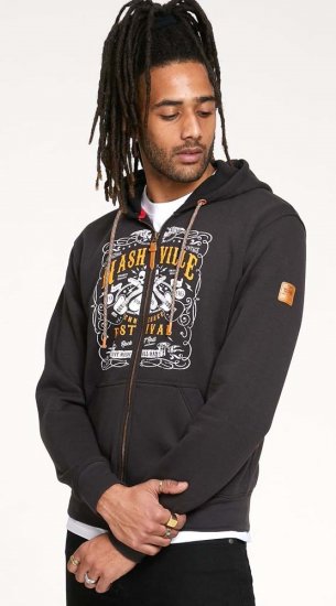 D555 KNEBWORTH Full Zip Hoody With Chest Print Black - Herren-sweater und -hoodies - Herren-Sweater und -Hoodies in großen Größen