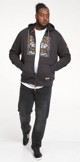 D555 KNEBWORTH Full Zip Hoody With Chest Print Black - Herren-sweater und -hoodies - Herren-Sweater und -Hoodies in großen Größen