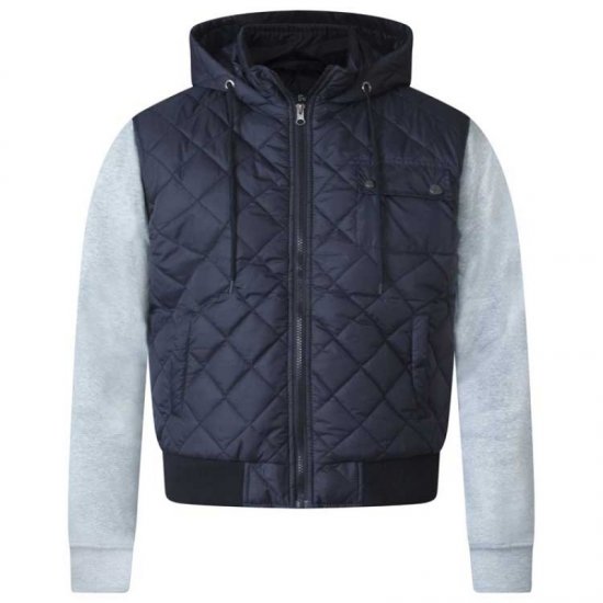 D555 Willie Hooded Quilted Jacket with Fleece sleeves - Herren jacken - Herren Jacken in großen Größen
