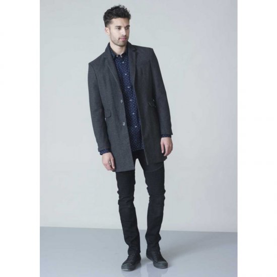 D555 Terry Checked Overcoat Charcoal - Herren jacken - Herren Jacken in großen Größen