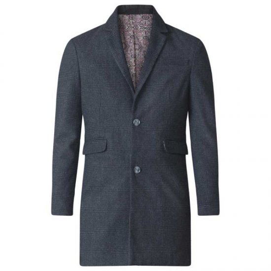 D555 Terry Checked Overcoat Charcoal - Herren jacken - Herren Jacken in großen Größen
