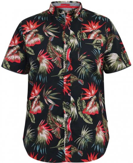 D555 LENNOX Hawaiian AO Print Shirt Black - Herrenhemden - Herrenhemden in großen Größen