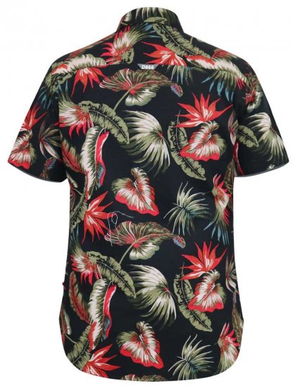 D555 LENNOX Hawaiian AO Print Shirt Black - Herrenhemden - Herrenhemden in großen Größen