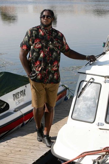 D555 LENNOX Hawaiian AO Print Shirt Black - Herrenhemden - Herrenhemden in großen Größen