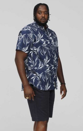 D555 FINLEY Hawaiian AO Print Shirt Navy - Herrenhemden - Herrenhemden in großen Größen