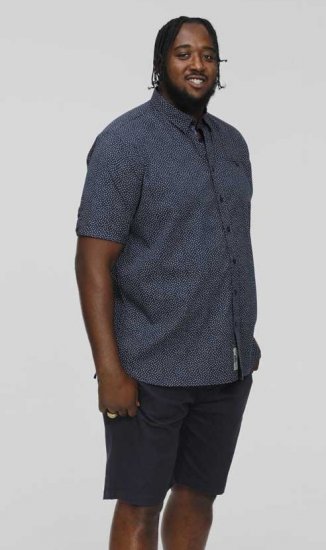 D555 BRODY S/S Micro AO Print Shirt Navy - Herrenhemden - Herrenhemden in großen Größen
