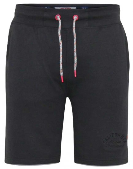 D555 STEFAN1 Elasticated Waist Loop Back Shorts Black - Jogginghosen für Herren in großen Größen - Jogginghosen für Herren in großen Größen