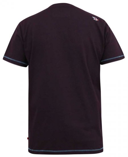 D555 NOVA Cali Surf Printed Crew Neck T-Shirt Plum - Herren-T-shirts - Herren-T-Shirts in großen Größen