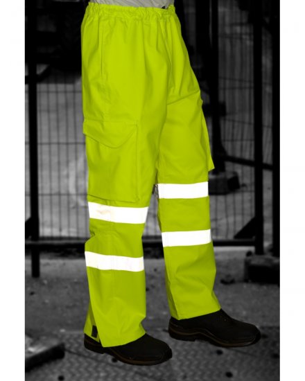 Leo Instow Breathable Executive Cargo Rain pants Hi-Vis Yellow - Herren arbeitskleidung - Herren Arbeitskleidung Große Größen