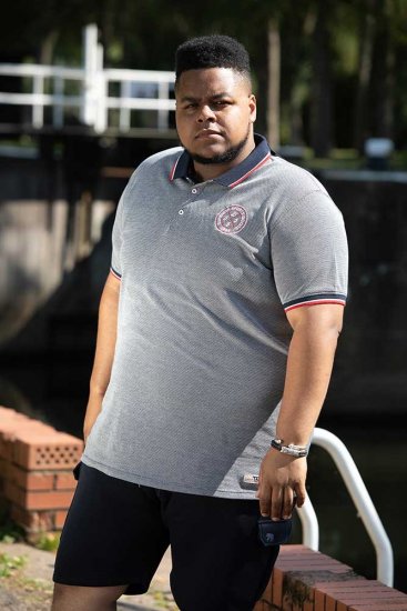 D555 KEMSTON Birds Eye Pique Polo Navy/White - Polo-shirts für herren - Polo-Shirts für Herren in großen Größen