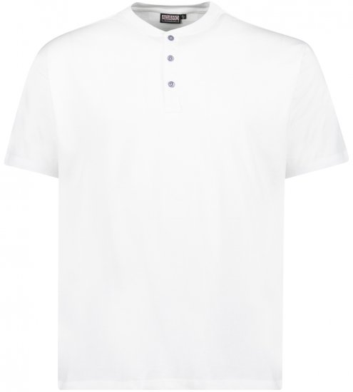 Adamo Silas Regular fit Serafino T-shirt White - Herren-T-shirts - Herren-T-Shirts in großen Größen
