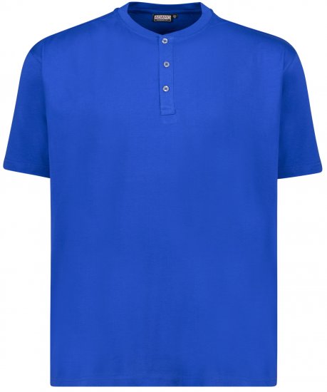 Adamo Silas Regular fit Serafino T-shirt Royal Blue - Herren-T-shirts - Herren-T-Shirts in großen Größen