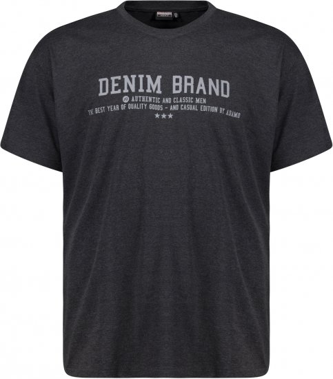 Adamo Simon Regular fit Printed T-shirt Charcoal - Herren-T-shirts - Herren-T-Shirts in großen Größen