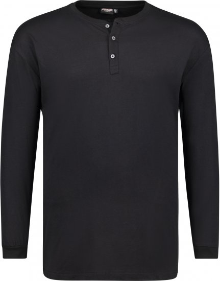 Adamo Sven Regular fit Serafino Long sleeve T-shirt Black - Herren-T-Shirts in großen Größen - Herren-T-Shirts in großen Größen