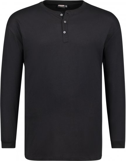 Adamo Sven Regular fit Serafino Long sleeve T-shirt Black - Herren-T-shirts - Herren-T-Shirts in großen Größen