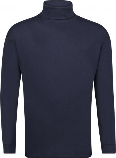 Adamo Fabio Comfort fit Turtleneck Long sleeve T-shirt Navy - Herren-T-Shirts in großen Größen - Herren-T-Shirts in großen Größen