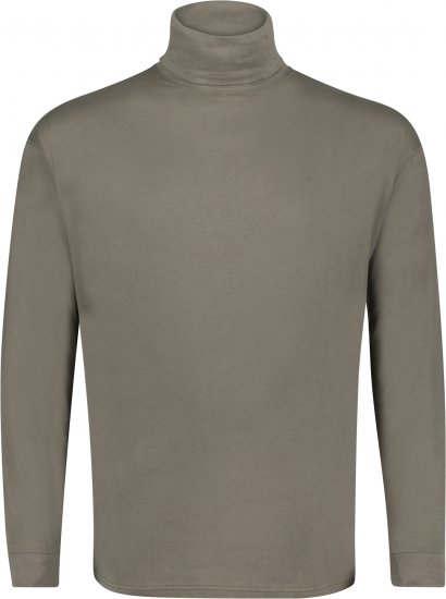 Adamo Fabio Comfort fit Turtleneck Long sleeve T-shirt Khaki - Herren-T-Shirts in großen Größen - Herren-T-Shirts in großen Größen