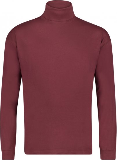 Adamo Fabio Comfort fit Turtleneck Long sleeve T-shirt Burgundy - Herren-T-Shirts in großen Größen - Herren-T-Shirts in großen Größen